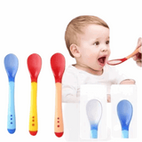Smart baby Silicone set spoon and fork thermal