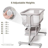 kidilo Adjustable Bedside Sleeper Crib, Breathable Mesh, Infant Bed(BP-301)