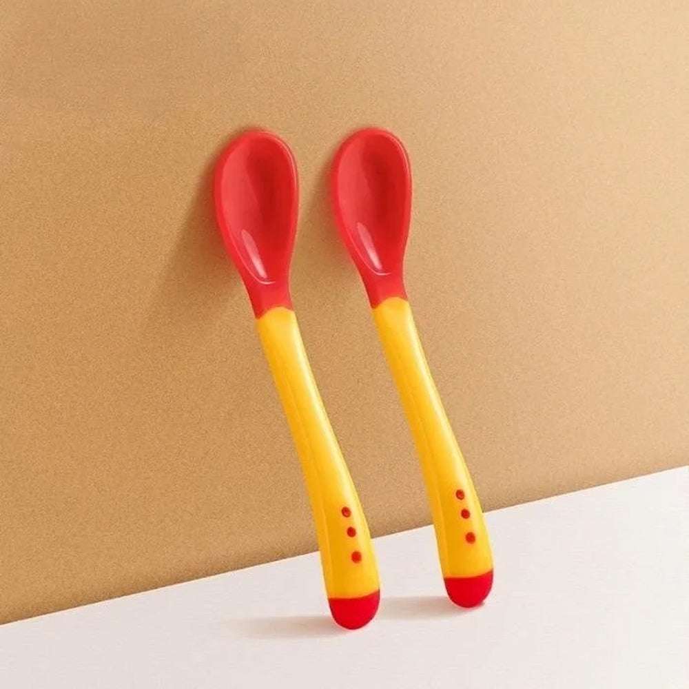 Smart baby Silicone set spoon and fork thermal