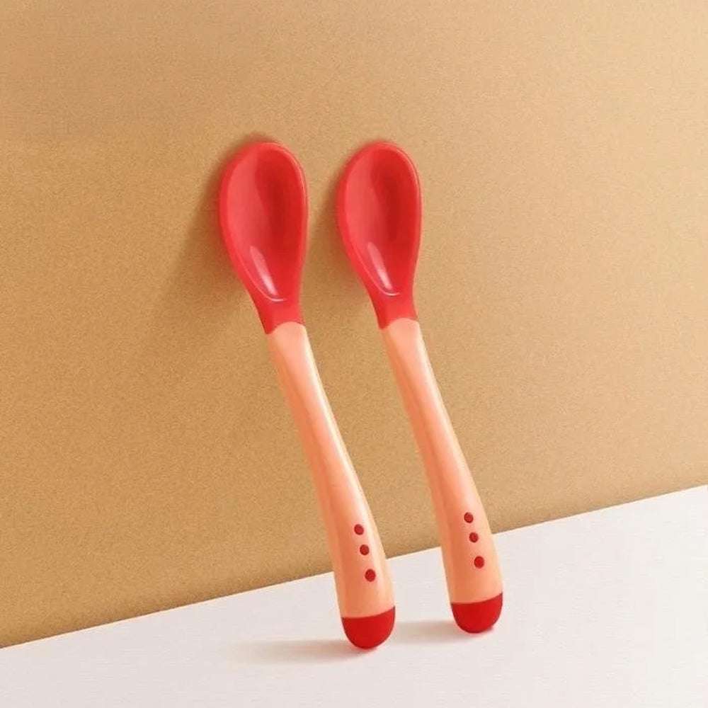 Smart baby Silicone set spoon and fork thermal