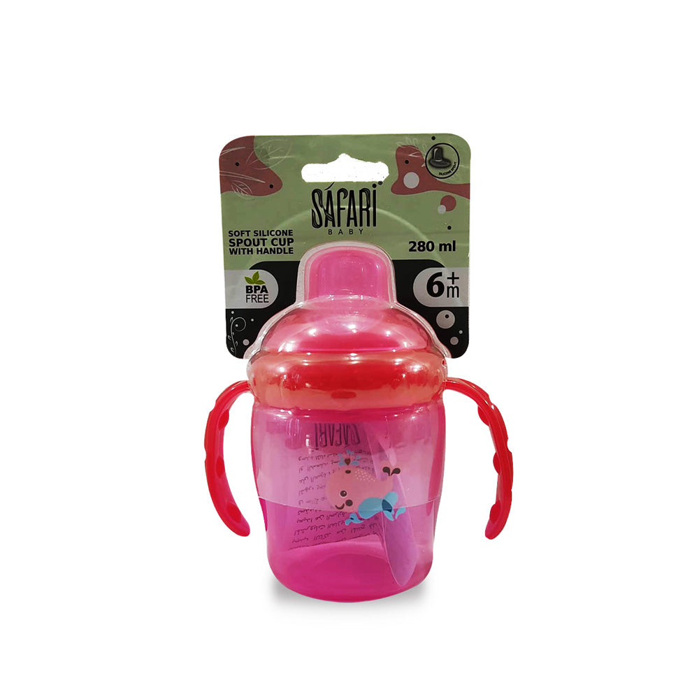 Safari Soft Silicone Spout Cup With Handle For Kids+6 (280ml)(S201)