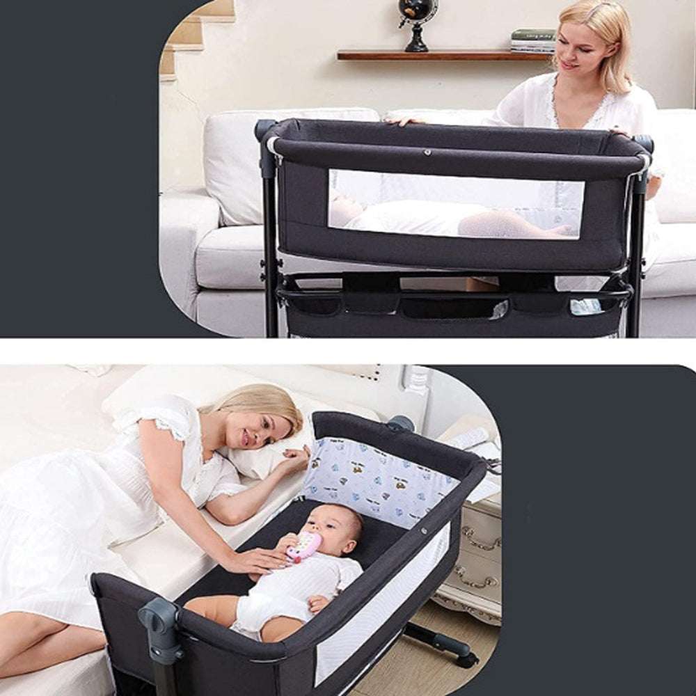 kidilo Adjustable Bedside Sleeper Crib, Breathable Mesh, Infant Bed(BP-301)