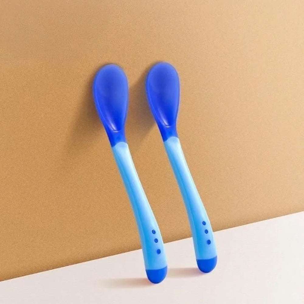 Smart baby Silicone set spoon and fork thermal