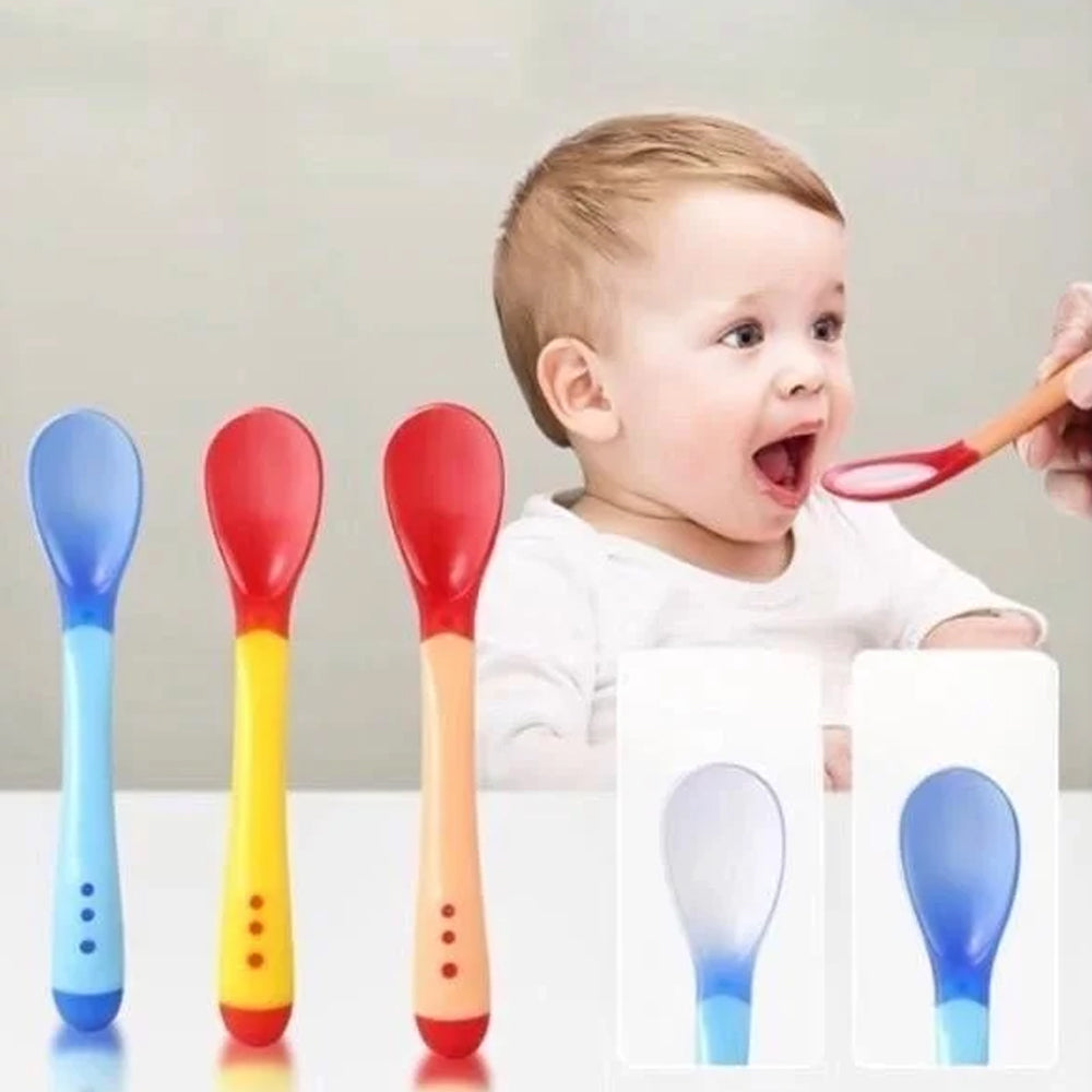 Smart baby Silicone set spoon and fork thermal