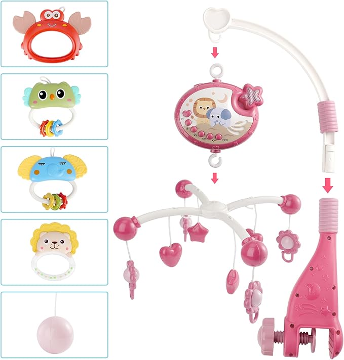 Baby Crib Mobile with Star Projector & Music