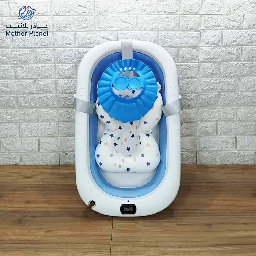 Baby Bathtub with Thermometer, Pillow & Shower Cap