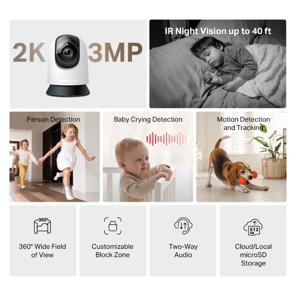Mercusys Pan/Tilt Home Security Wi-Fi Camera