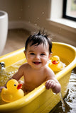 Baby Bathtub with Thermometer, Pillow & Shower Cap