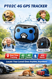 Small 4G GPS tracker device for pets and people with waterproof design and long battery life.